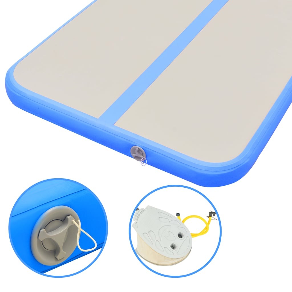 Inflatable Gymnastics Mat with Pump 600x100x10 cm PVC Blue 21 Inflatable Gymnastics Mat with Pump 600x100x10 cm PVC Blue